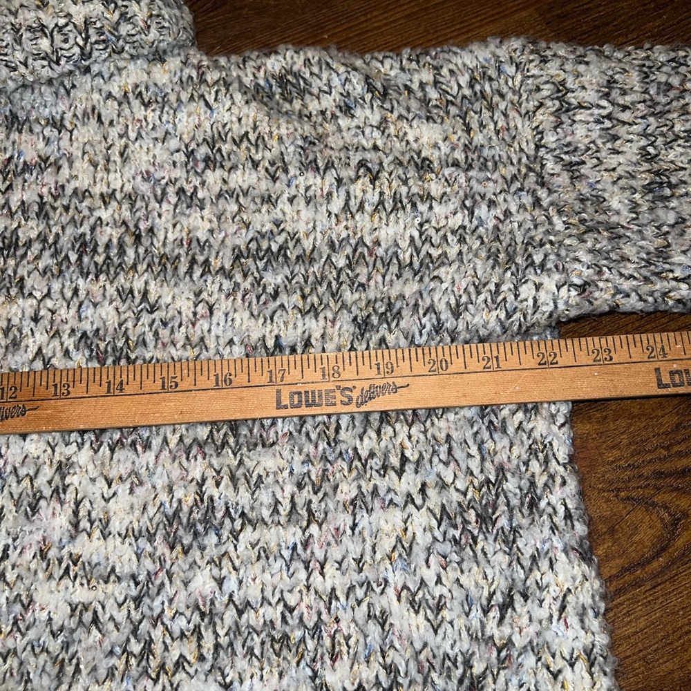 Lou & Grey LOFT Oversized Cowl Neck Chunky Acrylic Gray, Cream Sweater Size M/L - Picture 13 of 14